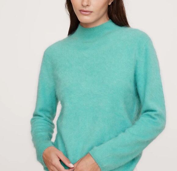Banana Republic Sweaters - Banana Republic 100% Brushed Cashmere Mock-Neck Sweater in Aquamarine Blue Small
